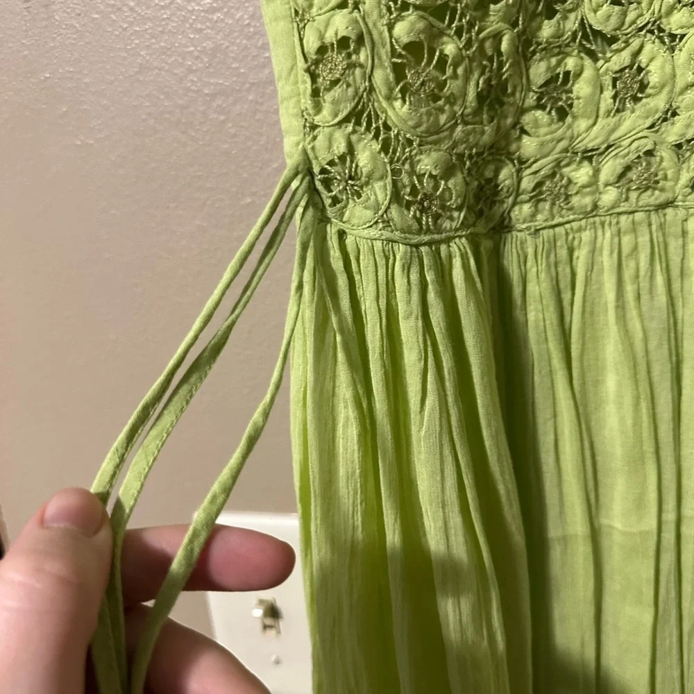 Coldwater Creek Women’s Pastel Green Lace Bodice Midi Dress Flowy Petite Medium
